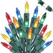 Toodour Multicolor Christmas Lights, 33ft 100 Count Incandescent Christmas String Lights, UL Certified Connectable Green Wire Christmas Lights for Xmas Tree, Holiday, Party, Christmas Decorations