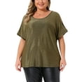 thumbnail image 1 of Blusas de fiesta con lentejuelas para mujeres de tallas grandes, con hombros al aire, de manga corta, brillantes, para salir de noche, sexy, 1X dorado, 1 of 6