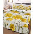 thumbnail image 3 of Quilts Full Size, Yellow Floral Bee Soft Comforter Bedding Set for Bed, Summer Watercolor Botanical Flower Lightweight Quilted Bedspread with Pillow Cover(2 Pieces) for All Season, 78x90 Inch, 3 of 6