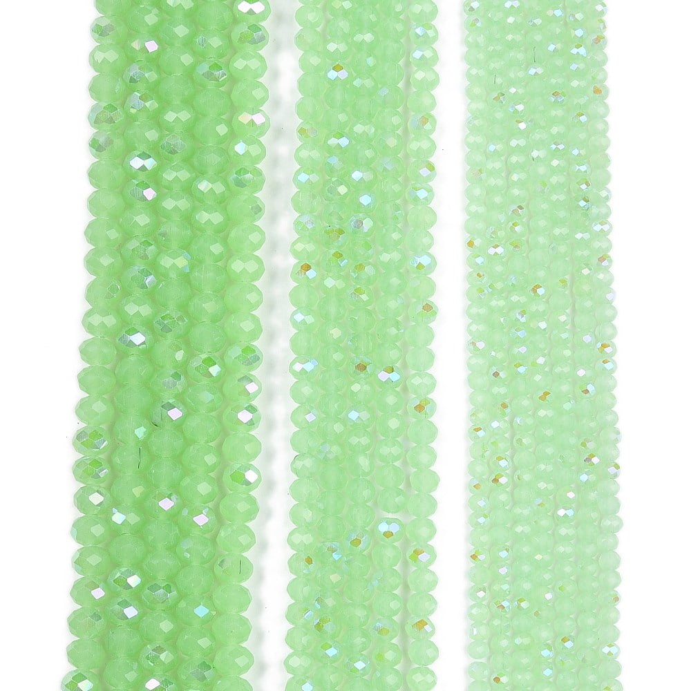 Electroplate Glass Beads Strands Imitation Jade Beads Half Plated Rainbow Plated Faceted Rondelle Light Green 8x6mm Hole: 1mm 64~65pcs/strand 40~41cm