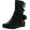 Black, variant on SELENA-68K Children Girl's Comfort Ring Deco Flat High Top Ankle Booties, Black, 4