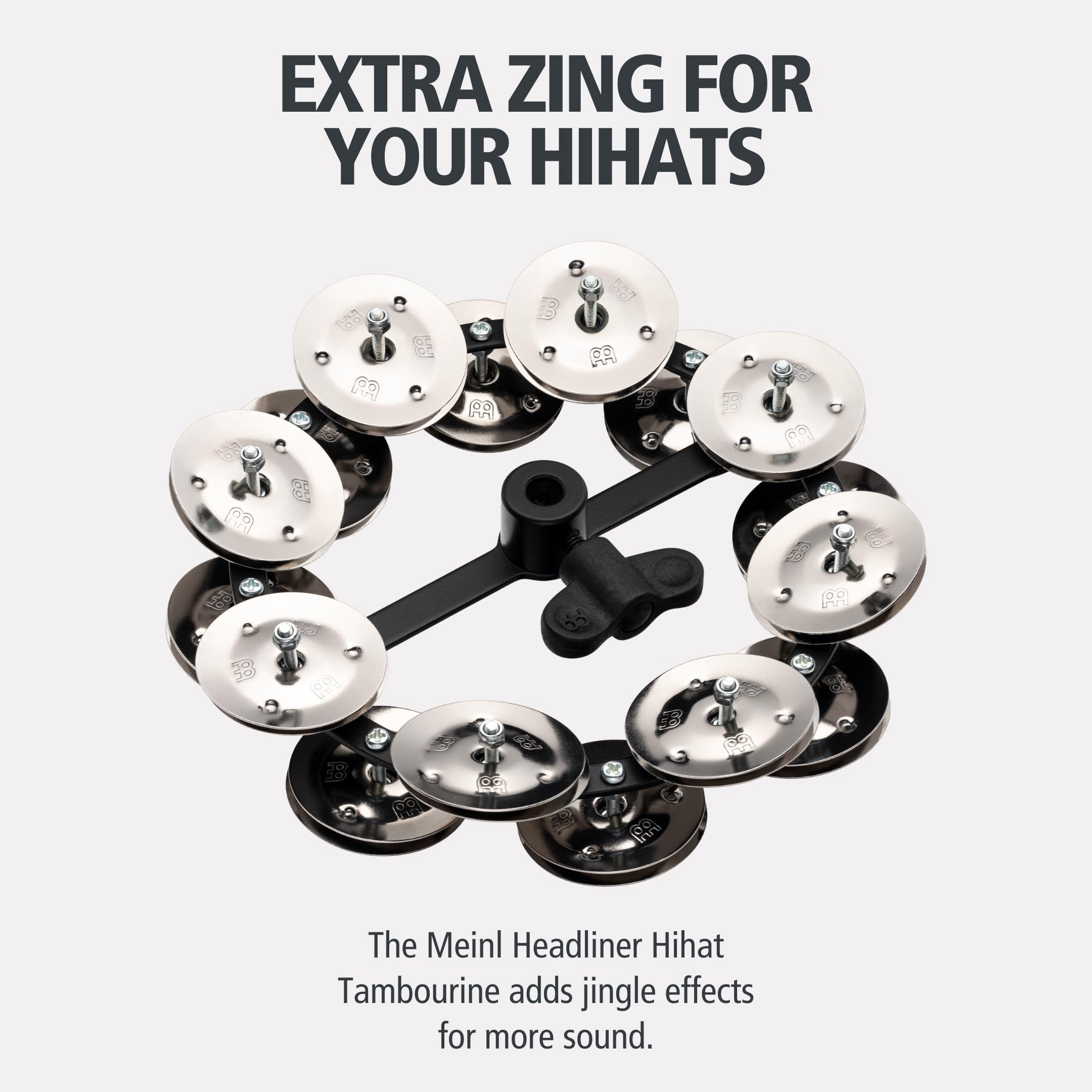 Hthh2bk Headliner Series Hi-hat Tambourine With Double Row Steel Jingles 5-inch - Black
