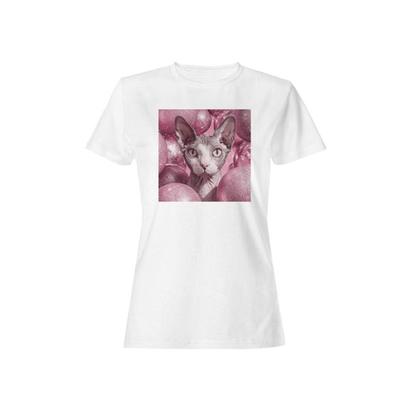Sphynx Cat with Pink Glitter Spheres Women's T-shirt