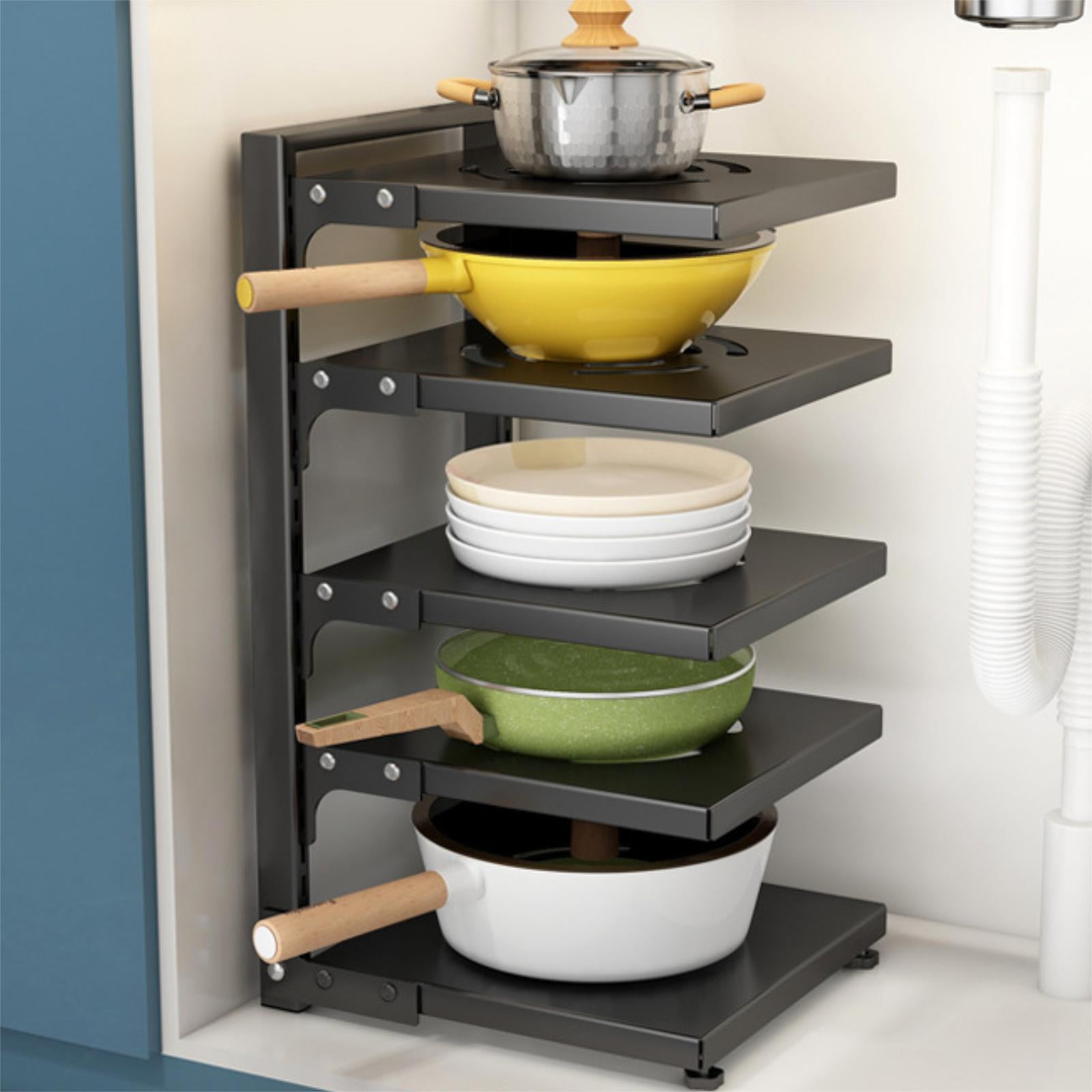 Holocky 5 Tiers Adjustable Pots and Pans Organizer Rack for Kitchen