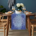 thumbnail image 2 of Boho Flowers Table Runner - 60 Inch Long, Kitchen Dining Table Runner Dresser Scarves, Blue Floral Bohemian Vintage Country Farmhouse Decor for Coffee Tables Wedding Party Banquet, 2 of 8