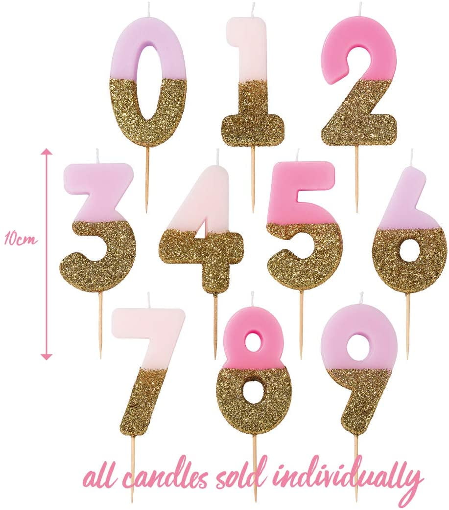 Talking Tables Birthday Candles 7 Birthday Candle Cake Topper Birthday Cake Candles Pink Candles Gold Glitter And Pink