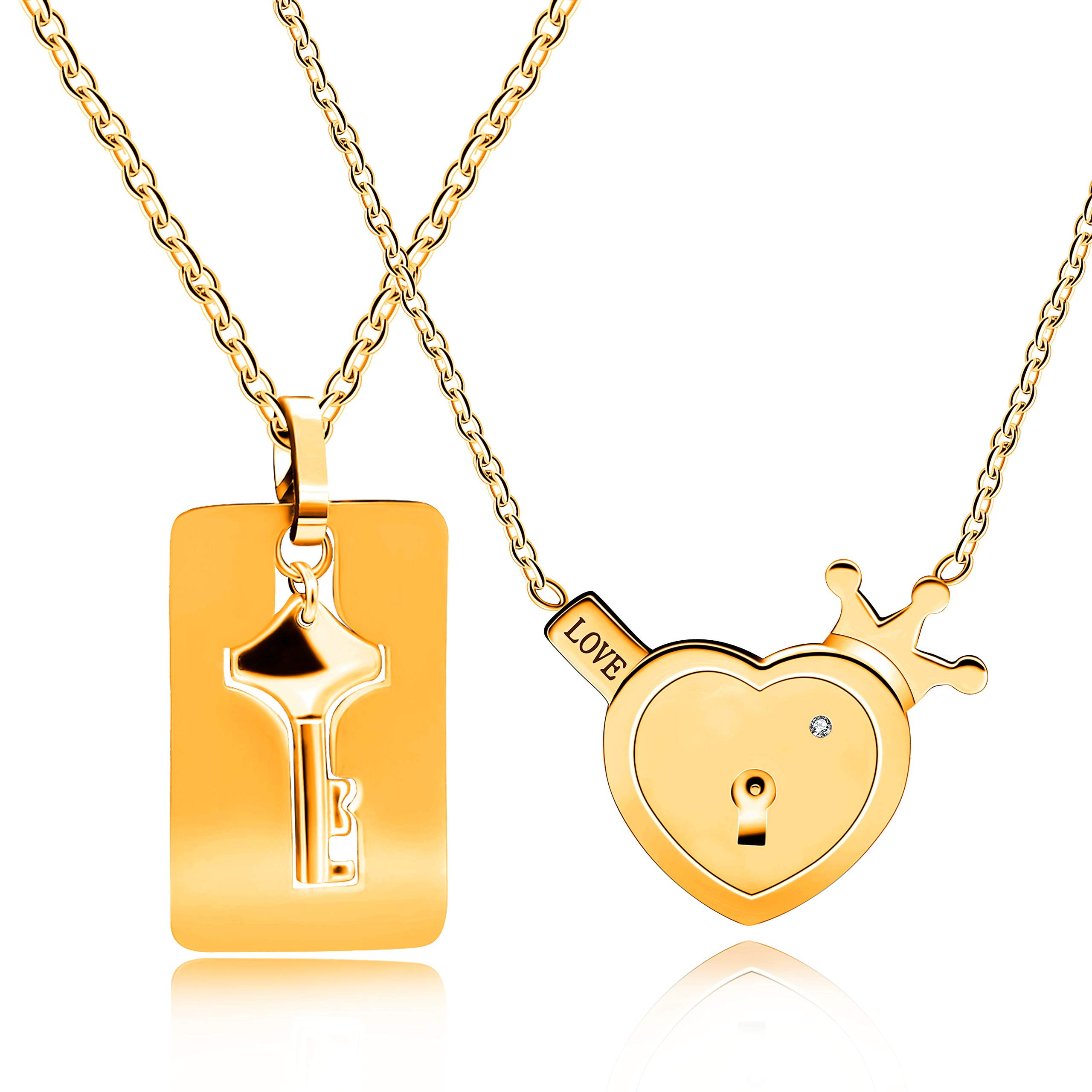 Dainty Lock & Key Necklace - Gold Finish Charm Necklace - Shop