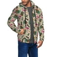 thumbnail image 2 of Uemuo Tropical Mask Flamingo for Men's Fashion Full-zip Hoodies & Sweatshirts with Kangaroo Pocket, Zip-up Hooded Sweatshirt, Moisture Wicking & Breathable-X-Large, 2 of 5