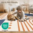 thumbnail image 4 of ODIKA 5'x7' Blue Orange Mid Century Modern Geometric Washable Area Rug Retro Arch Pattern with Circular Motifs Non-Slip, Chair-Friendly for Dining Room, Under Table, Home Office, 4 of 7