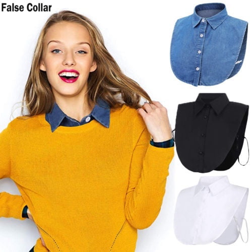 Details about   Women Detachable Collar Bib Fake Half Shirt Blouse Women Grid False Collar Y3 