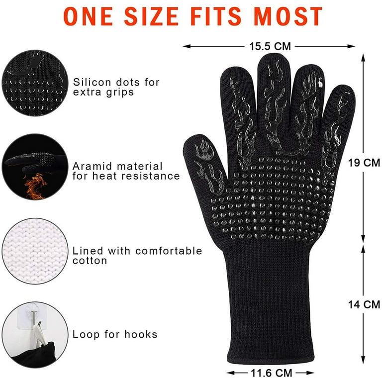 Oven Mitts Heat Resistant BBQ Proof Glove 11Inch 1472℉ Grill Glove Proof  Heat for Women Men BBQ Gloves Gift Set Cooking Gloves for Cooking,  Grilling