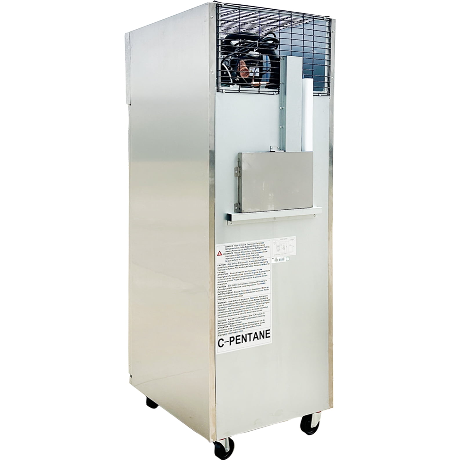 NSF 19 Cu Ft Single Door Commercial Glass Refrigerator Top Mount LED, Stainless Steel Reach In