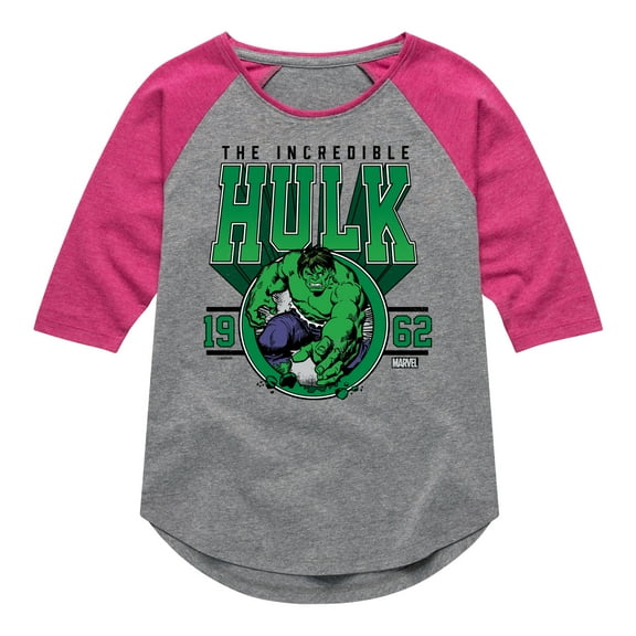 Marvel Hulk - Collegiate - Toddler And Youth Girls Shirt Tail Raglan
