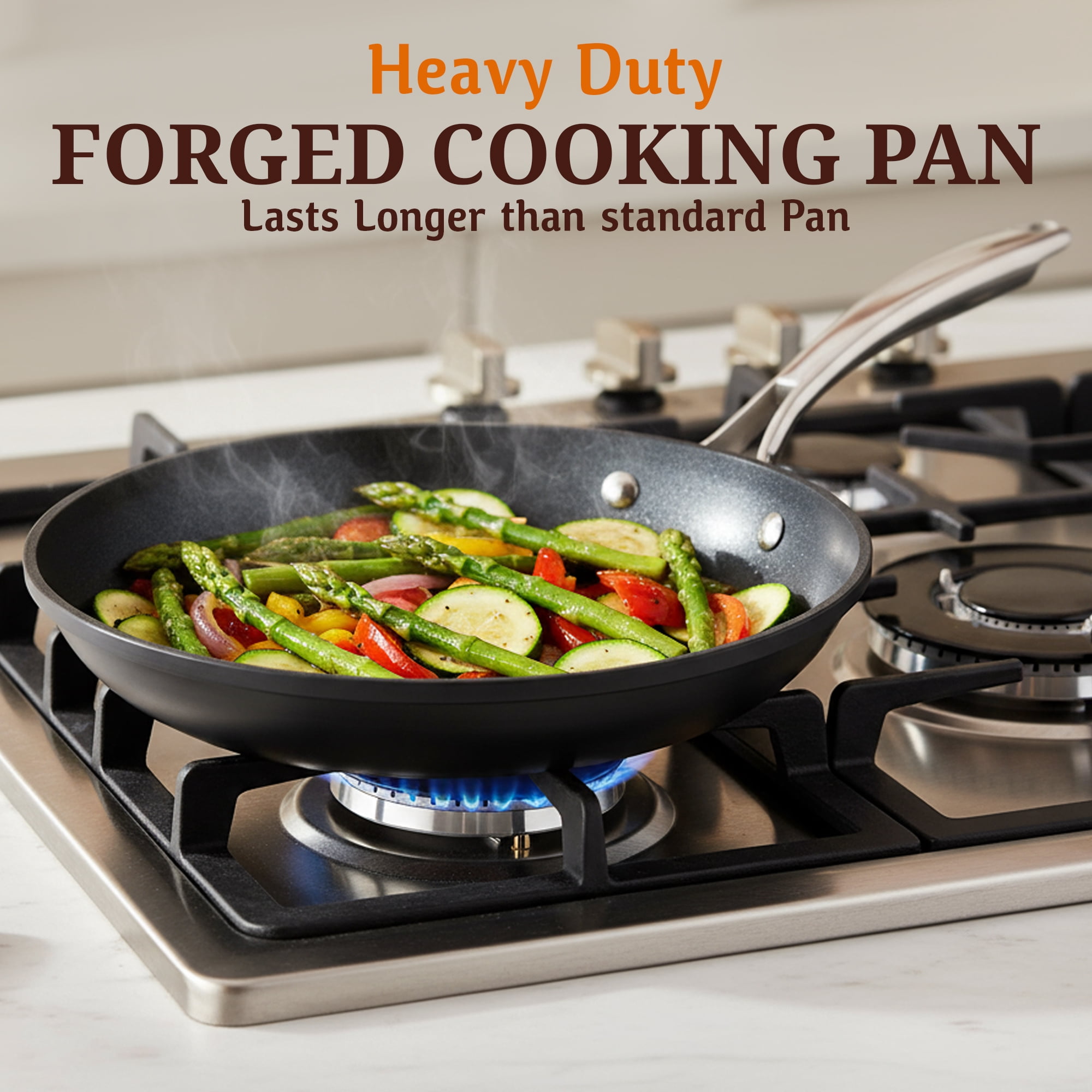 GraniteStone Armor Max 10 Inch Nonstick Frying Pan, 8x Longer Lasting Non Stick Hard Anodized Aluminum Frying Pan, Easy Clean, Oven Safe, Electric Stovetop Compatible
