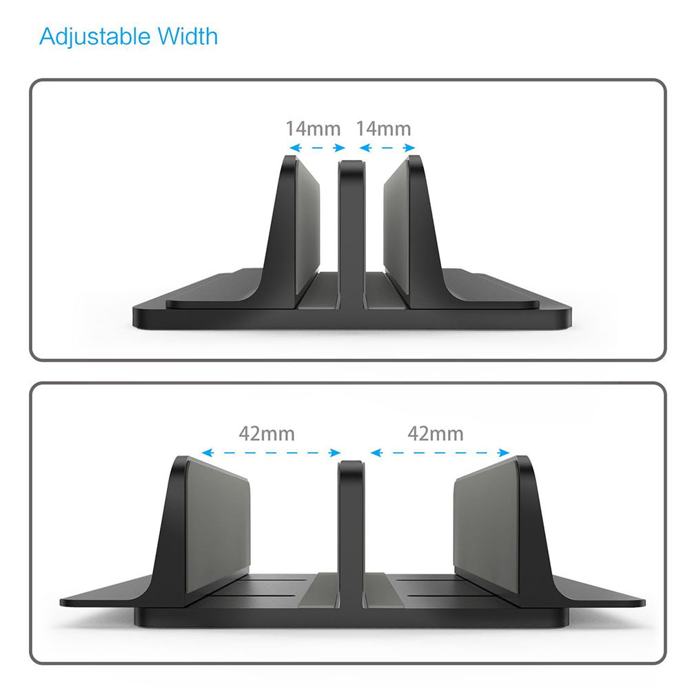 Vertical Laptop Stand CouHaP Portable Desktop Holder Stand with Adjustable Dock Compatible with All MacBook/Surface/Samsung/HP/Dell/Chrome book Silver