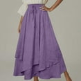 thumbnail image 2 of nerohusy Womens Renaissance Elastic High Waist Skirt Drawstring Double Layered Flowy Long Skirts Vintage Boho Skirts with Pockets 2025 Purple,S, 2 of 7