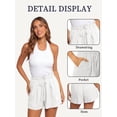 thumbnail image 5 of TEMOFON Linen Shorts for Women&nbsp;Summer Ruffle Waist Drawstring Pants with Pockets Casual Vacation Beach Flowy Shorts XL, 5 of 10