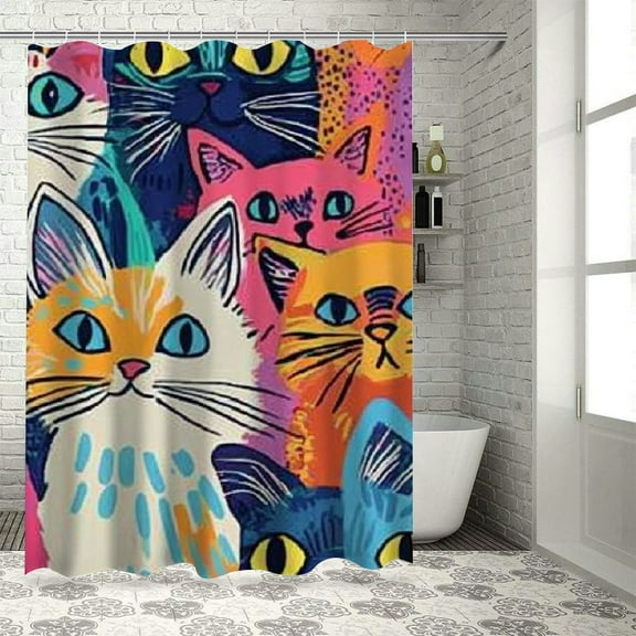 Autua Cute Cat Shower Curtain with Hooks for Bathroom Decoration Home Bathtubs Bathroom Curtain 36"x72