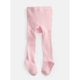 thumbnail image 2 of Wonder Nation Baby & Toddler Girls Flat & Ribbed Cotton Tights, 2 Pack, 0M-5T, 2 of 6