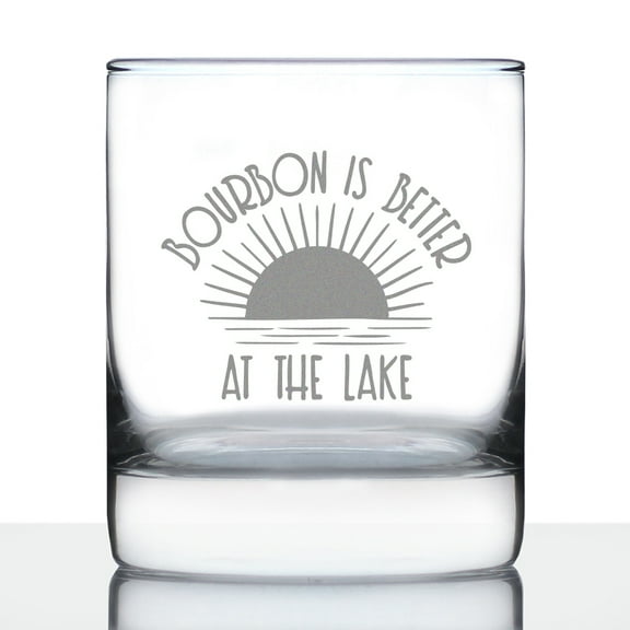 Bevvee Whiskey Rocks Glass 10.25 oz Bourbon Better Lake Gifts for Whiskey Enthusiasts Glassware & Drinkware