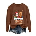 thumbnail image 5 of larppty Christmas Sweatshirts for Women Santa Claus Reindeer Gifts Graphic Crewneck Pullover Xmas Holiday Top for Party （Brown, S）, 5 of 6
