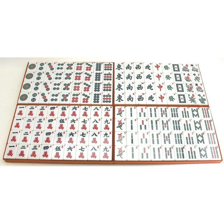 Smiling JuJu Chinese Mahjong Set 144 Numbered X-Large Tiles Easy
