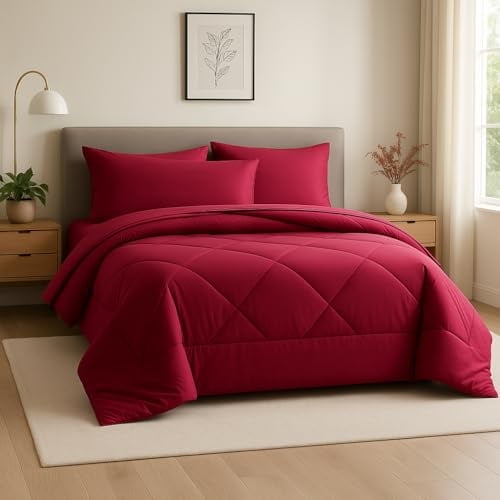 Microfiber Comforter 5-Piece Bedding Set – Ultra Soft All-Season Bed in a Bag with Comforter, Fitted & Flat Sheets, Pillowcases & Shams