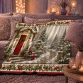 thumbnail image 5 of Snowy Cottage Christmas Wreath Winter Holiday Festive, Festive Holiday Scene, Warm Flannel Blanket for Living Room and Reading Nook, Art Lovers Christmas Gift, Festive Home Decor, 5 of 7