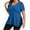 Blue, variant on RYRJJ Womens Plus Size Tops Summer Casual V Neck Short Sleeve Shirts Solid Color Lightweight Split Hem Blouses(Orange,XL)