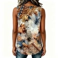 thumbnail image 5 of Staron Women Button Down Round Neck Sleeveless Floral Boho Casual Vacation Beach Loose Tops Blouse, XXL, 5 of 6