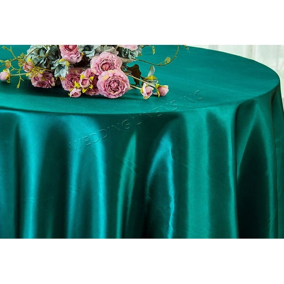 Wedding Linens Inc. 90'' Round Satin Table Cover Tablecloth - Oasis