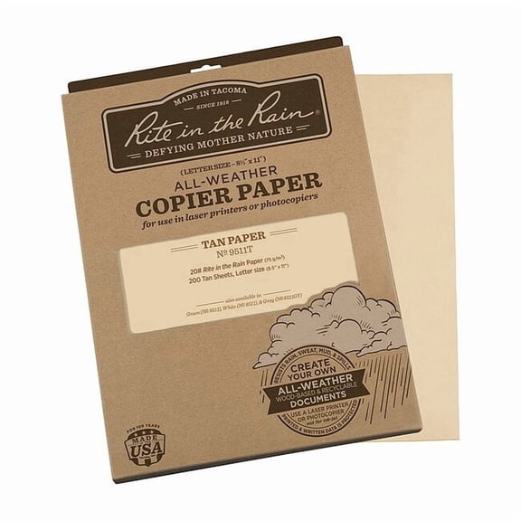Rite in the Rain Copier Paper,8.5x11in,Tan,PK200 9511T