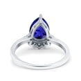 thumbnail image 3 of Teardrop Art Deco Pear Cut Engagement Ring Blue Sapphire CZ 925 Sterling Silver Size 8, 3 of 6