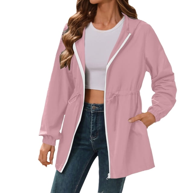 YOUSNH Imperméable de Mode pour Femmes à Capuche Extérieur Coupe-Vent Veste de Sport Alpinisme Rose G
