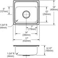 thumbnail image 2 of Elkay LRAD1716652 18 Gauge Stainless Steel 17 x 16 x 6. 5 inch Single Bowl Top Mount Sink, 2 of 7