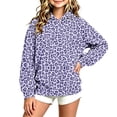 thumbnail image 5 of Sevevn Girls' Leopard Print Hoodie Sweatshirt Long Sleeve Pullover Hooded Top with Ribbed Cuffs and Hem, Cute Casual Graphic Printed Sweatshirt for Kids Everyday School Travel and Outdoor Wear, 5 of 5