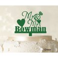 thumbnail image 1 of Personalized Mr & Mrs Wedding Cake Topper Personalized Green Cake Topper Color Option Available 5-7 Inches Wide, 1 of 1