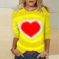 thumbnail image 2 of DDAPJ pyju Valentines Shirts for Women, 3/4 Sleeve Shirts Cute Valentine's Day Print Tees Blouses Casual Plus Size Basic Tops Prime Sales Multicolor XXXXXL, 2 of 6