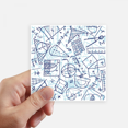 thumbnail image 1 of Blue Hand Painted Math Ruler Calculator Illustration Sticker Square Waterproof Stickers Wallpaper Car Decal, 1 of 1