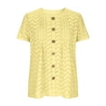 thumbnail image 6 of iHengLiXing Summer Dresses for Women 2025 Plus Size Tank Tops for Women Dressy Casual Women's Round Neck Short Sleeve Loose Button Solid Color Tunic Summer Blouse Yellow M, 6 of 6