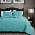 thumbnail image 2 of Chezmoi Collection Austin Queen Oversized Bedspread Set, 3-Piece Lightweight Microfiber Quilted Coverlet for All Seasons, Turquoise, 2 of 9