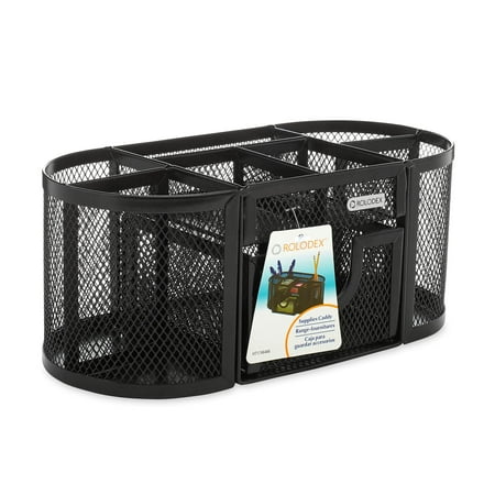 Rolodex Oval Supply Caddy, Metal Mesh, Black