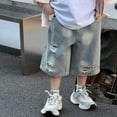 thumbnail image 6 of Boys Casual Loose Fit Distressed Denim Shorts For Everyday Wear Comfortable Summer Play Outfits Age 2 To 14 Years 2025 NEW Boys Pants Blue 5-6 Years, 6 of 9