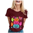 thumbnail image 6 of mgoYE Halloween Tshirt Women Pumpkin T-Shirts Thanksgiving Graphic Tee Tops T Shirt for Women(Wine,L), 6 of 9