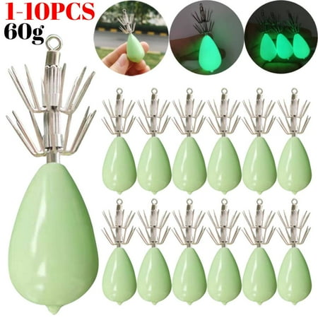 10-1PCS Hard Fishing Lure 11/22/30/45/60g Squid Jig Hook Crank Soft Rubber Hook Octopus Crank Artificial Jigs Cuttlefish Shrimp 60g 5 PCS