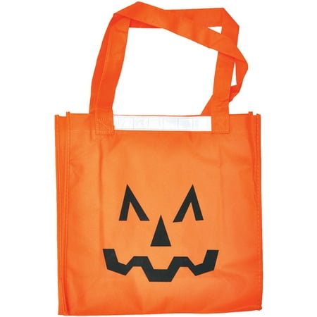Morris Costumes Day-Glow Orange Woven Handle Smiling Pumpkin Bag Nylon, Style VA741