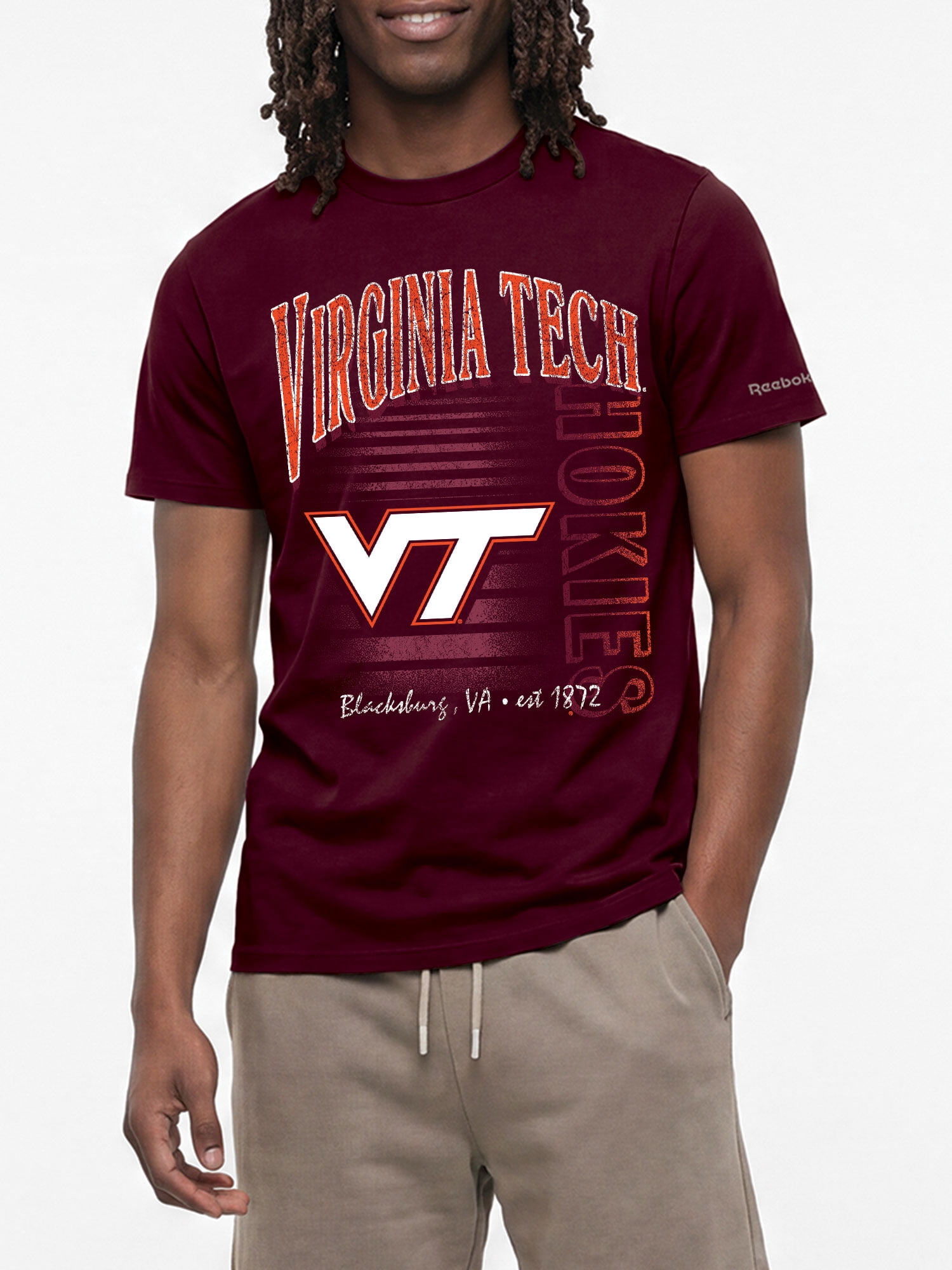 Virginia Tech Hokies Reebok Mens Crew Neck Short Sleeve T-Shirt