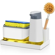 Distributeur de savon à vaisselle pour évier de cuisine avec porte-éponge, liquide vaisselle distributeur de savon innovant avec plateau antidérapant
