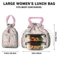 thumbnail image 5 of Pioneer Flower Drawstring Lunch Bag Women - Drawstring Lunch Bag Insulated for Work Office - Stain-Resistant Large Lunchbags for Women with Multi-Pockets, 5 of 6
