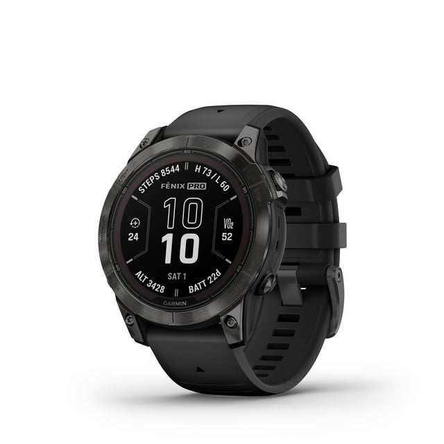 fenix 7 Pro Saph Solar, Crbn Gry DLC Ti w/Black Band Garmin fenix 7 Pro